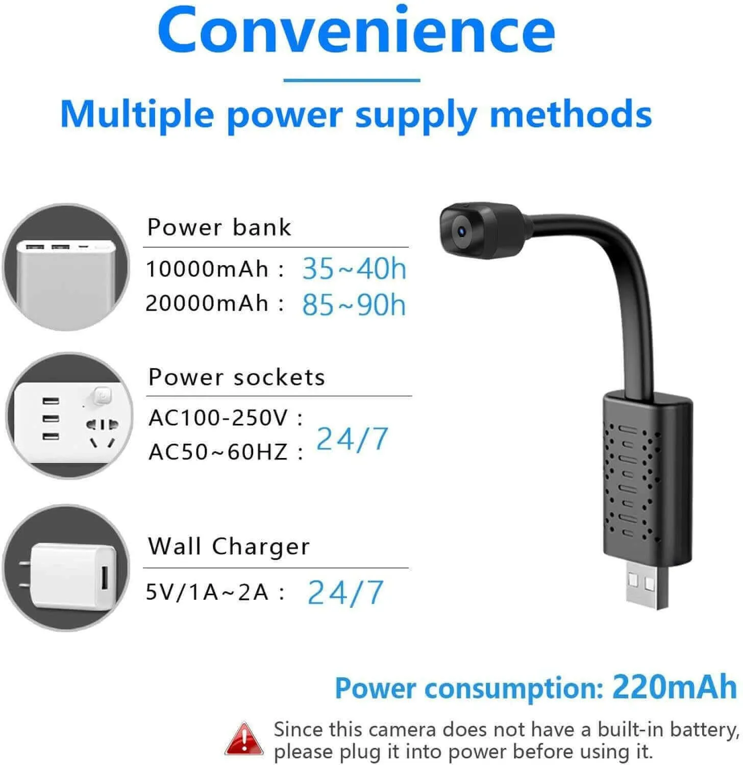 1080P HD Wifi USB Camera with Night Vision Motion Detection