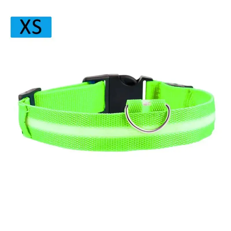 1Pc Fashion Pet Dog Collar Puppy Nylon Glow In The Dark LED Glowing Collar Adjustable Cats Collar Pet Supplies Dog Accessories