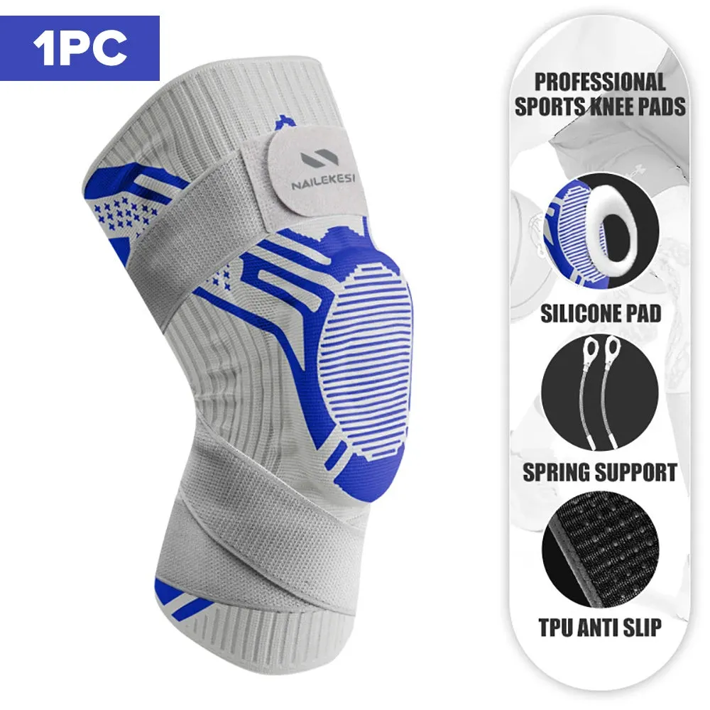 1PC Knee Support Braces Strap Elastic Sport Bandage Compression Protector Pad Relieves Gym Fitness KneePads Injuries Volleyball