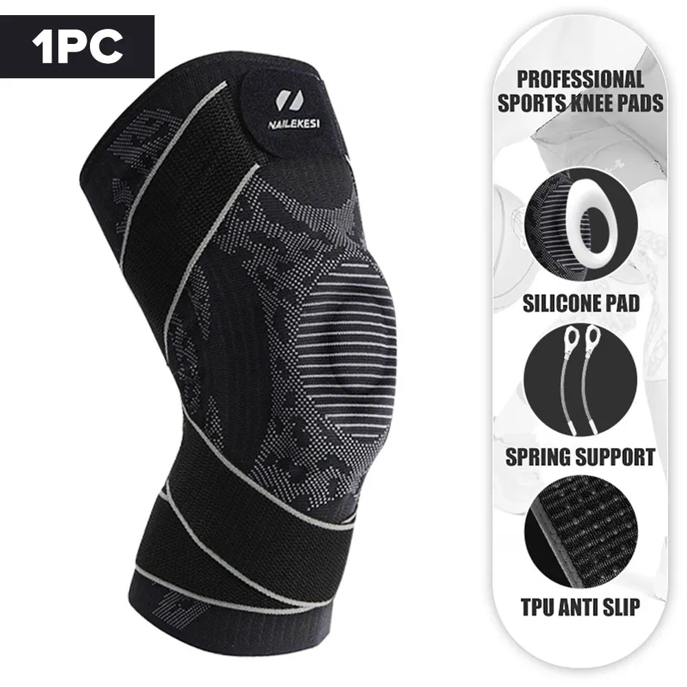 1PC Knee Support Braces Strap Elastic Sport Bandage Compression Protector Pad Relieves Gym Fitness KneePads Injuries Volleyball