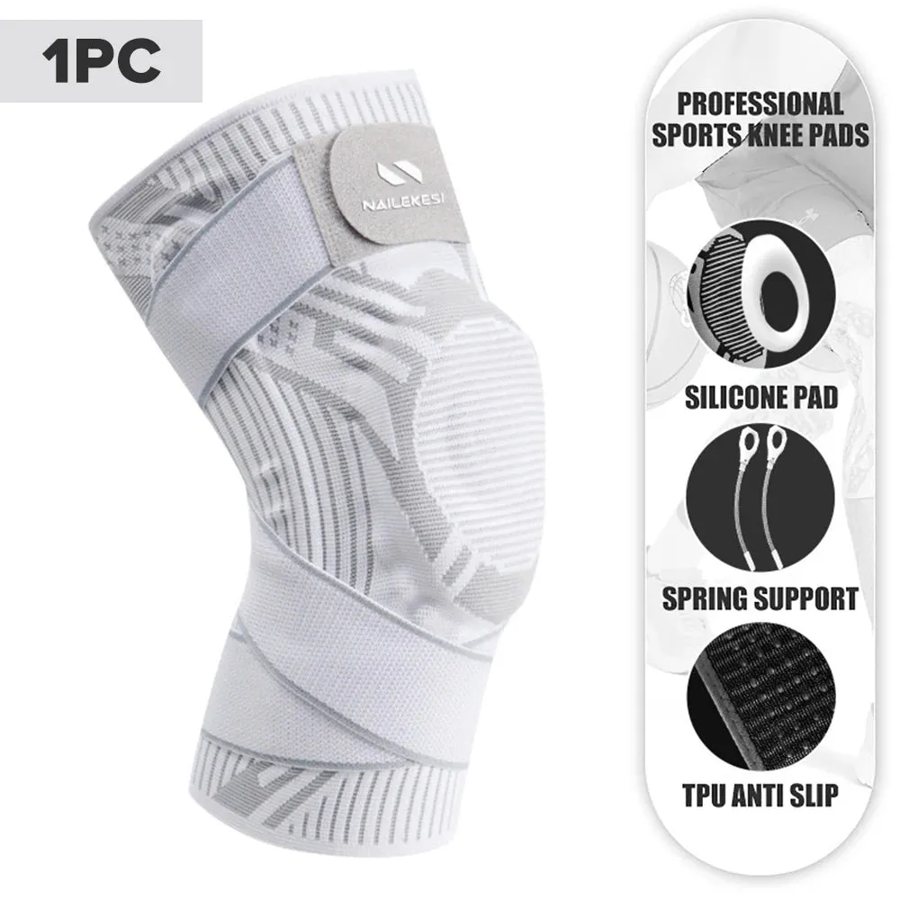 1PC Knee Support Braces Strap Elastic Sport Bandage Compression Protector Pad Relieves Gym Fitness KneePads Injuries Volleyball