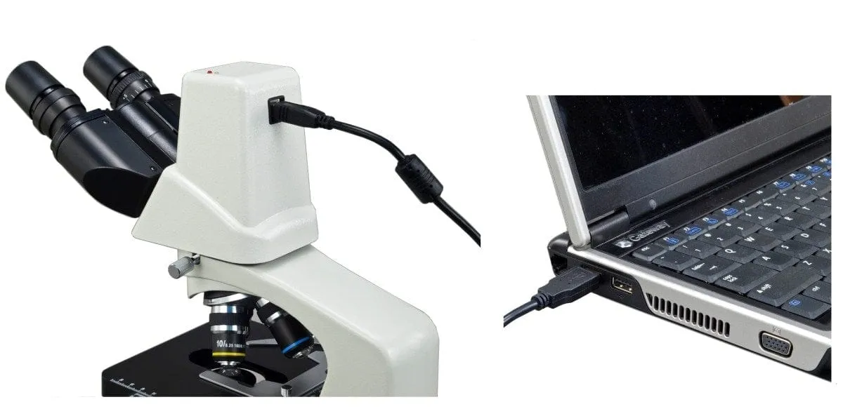 40X-400X 3MP Digital Integrated Microscope with LED Illumination, Siedentopf Interpupillary-adjustment and Reverse Turret