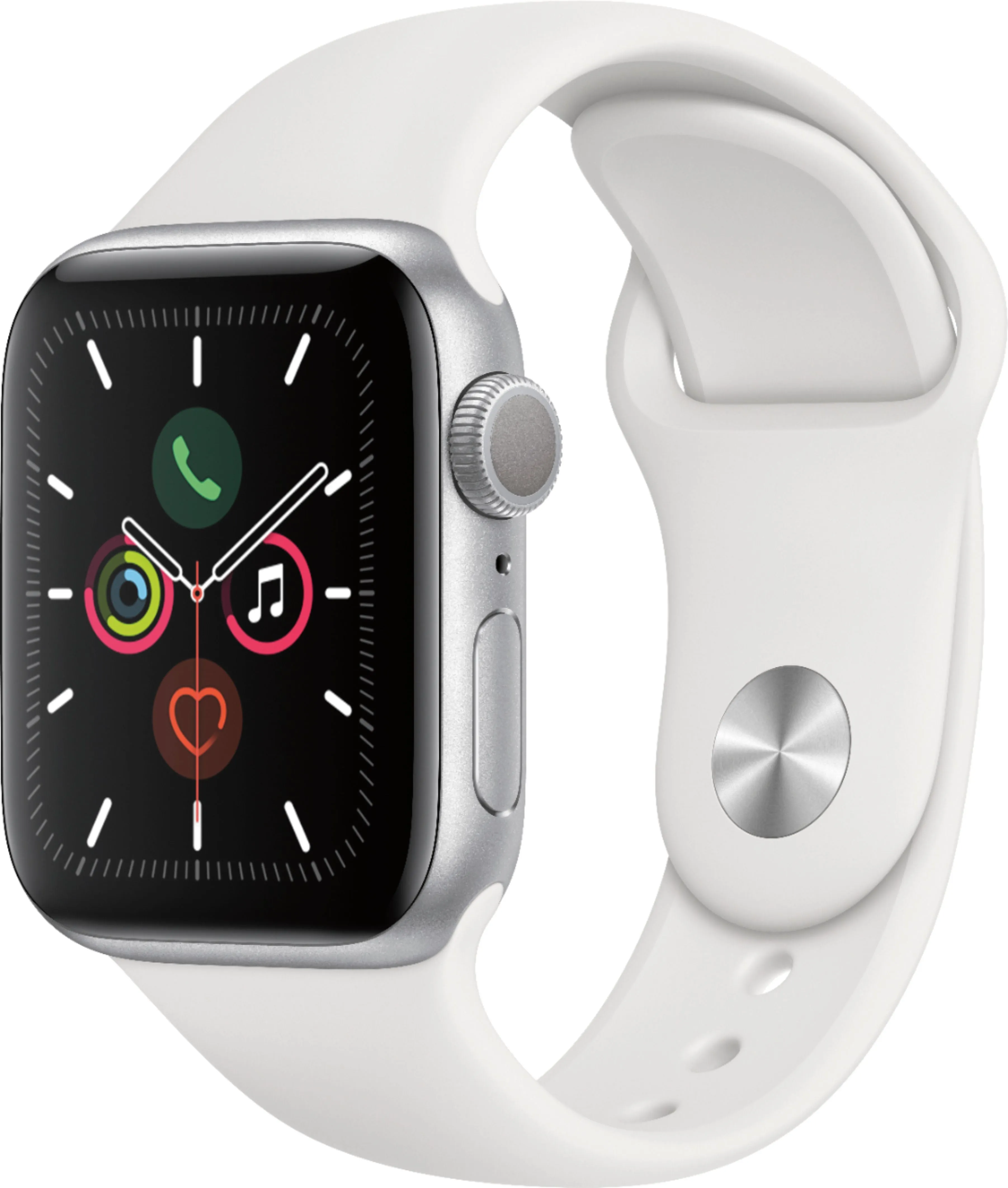 Apple Watch Series 5 (GPS) 40mm Silver Aluminum Case with White Sport Band - Silver Aluminum