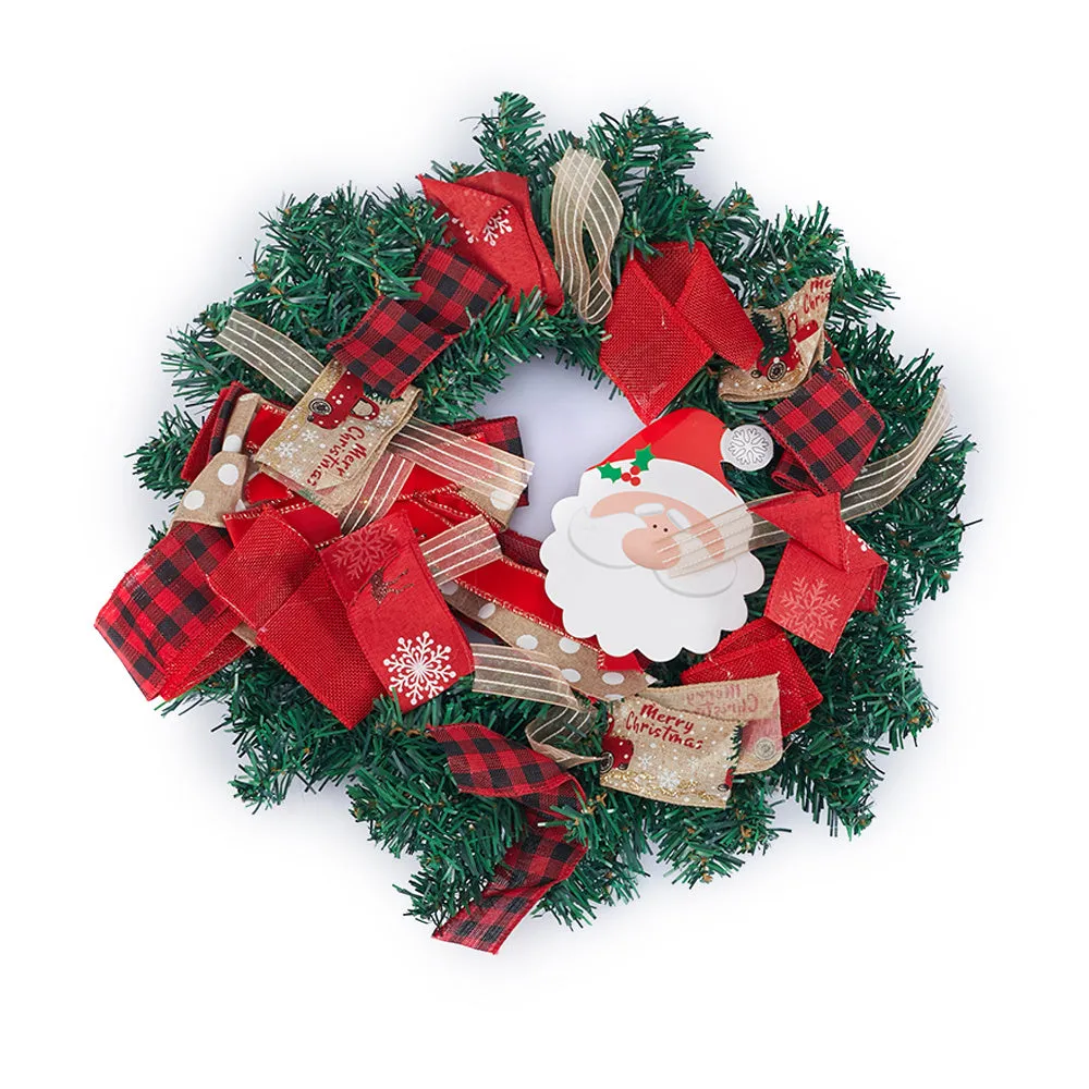 Artificial Christmas Wreath Door Window Hanging Decor with Santa Claus