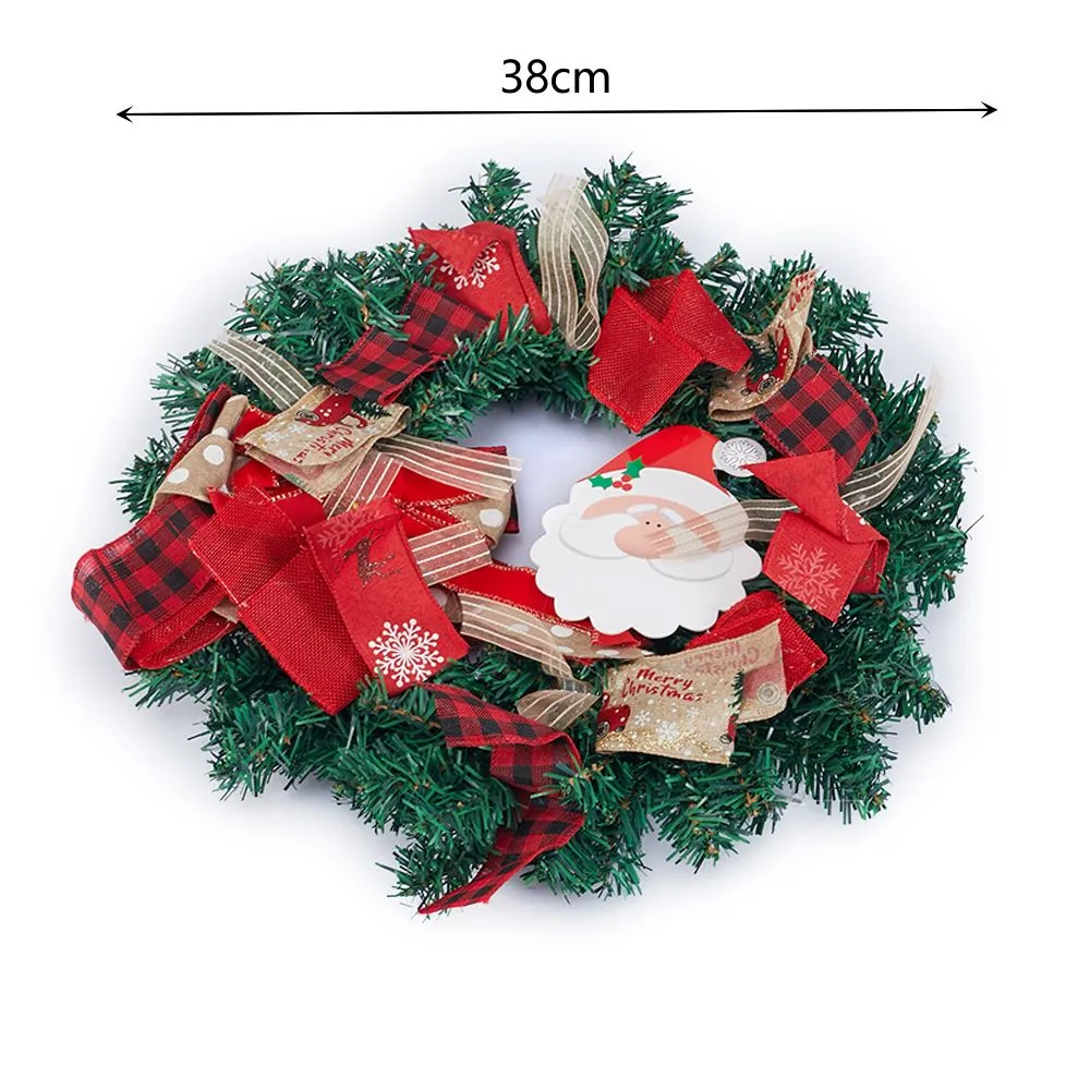 Artificial Christmas Wreath Door Window Hanging Decor with Santa Claus