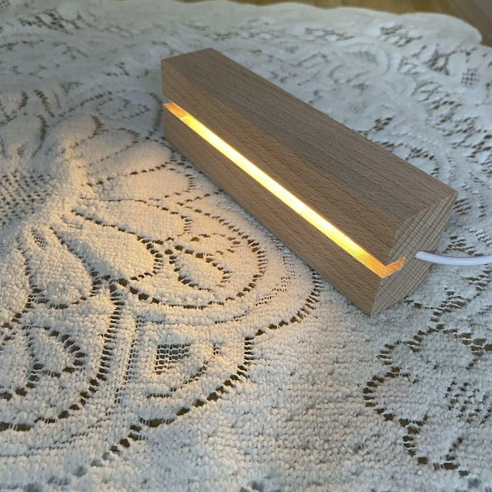 BMS Wooden Led Lamp Base USB Cable Switch Night Light 3D Led Night Lamp Base