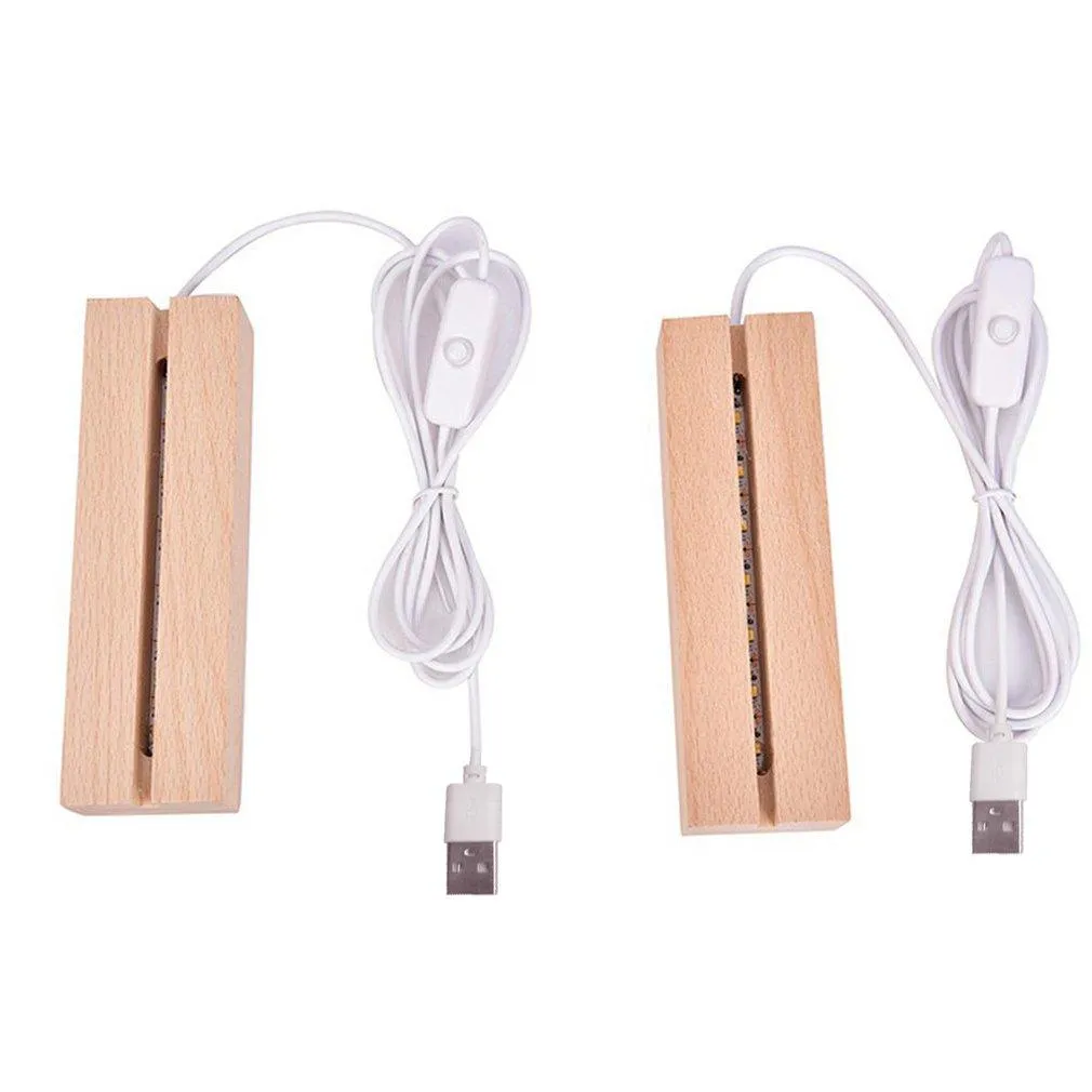 BMS Wooden Led Lamp Base USB Cable Switch Night Light 3D Led Night Lamp Base