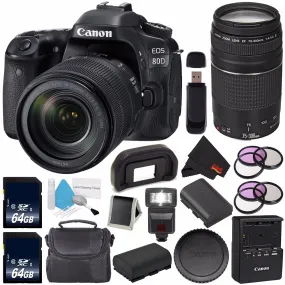 Canon EOS 80D DSLR Camera with 18-135mm Lens 1263C006 (International Version)   Canon EF 75-300mm f/4-5.6 III Telephoto