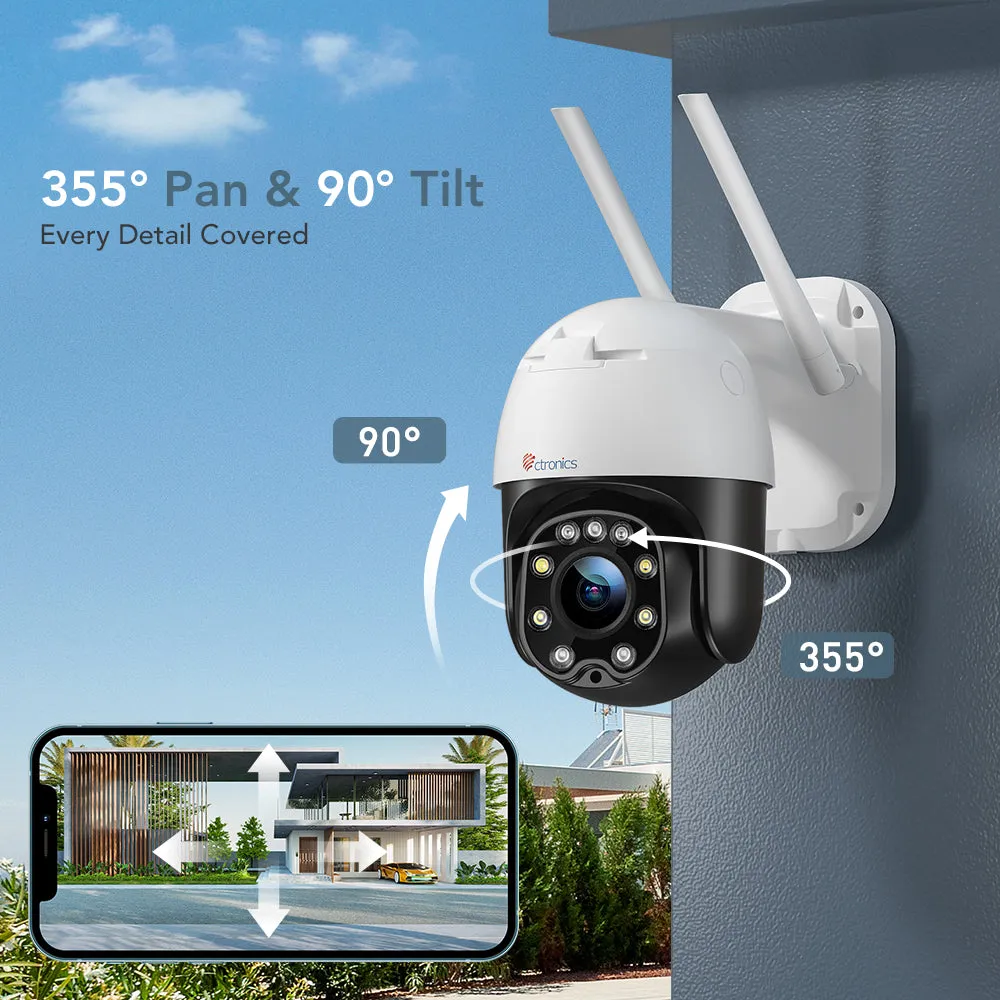 Ctronics 5MP Smart PTZ WiFi Outdoor Camera With 5X Zoom & 30m color night vision