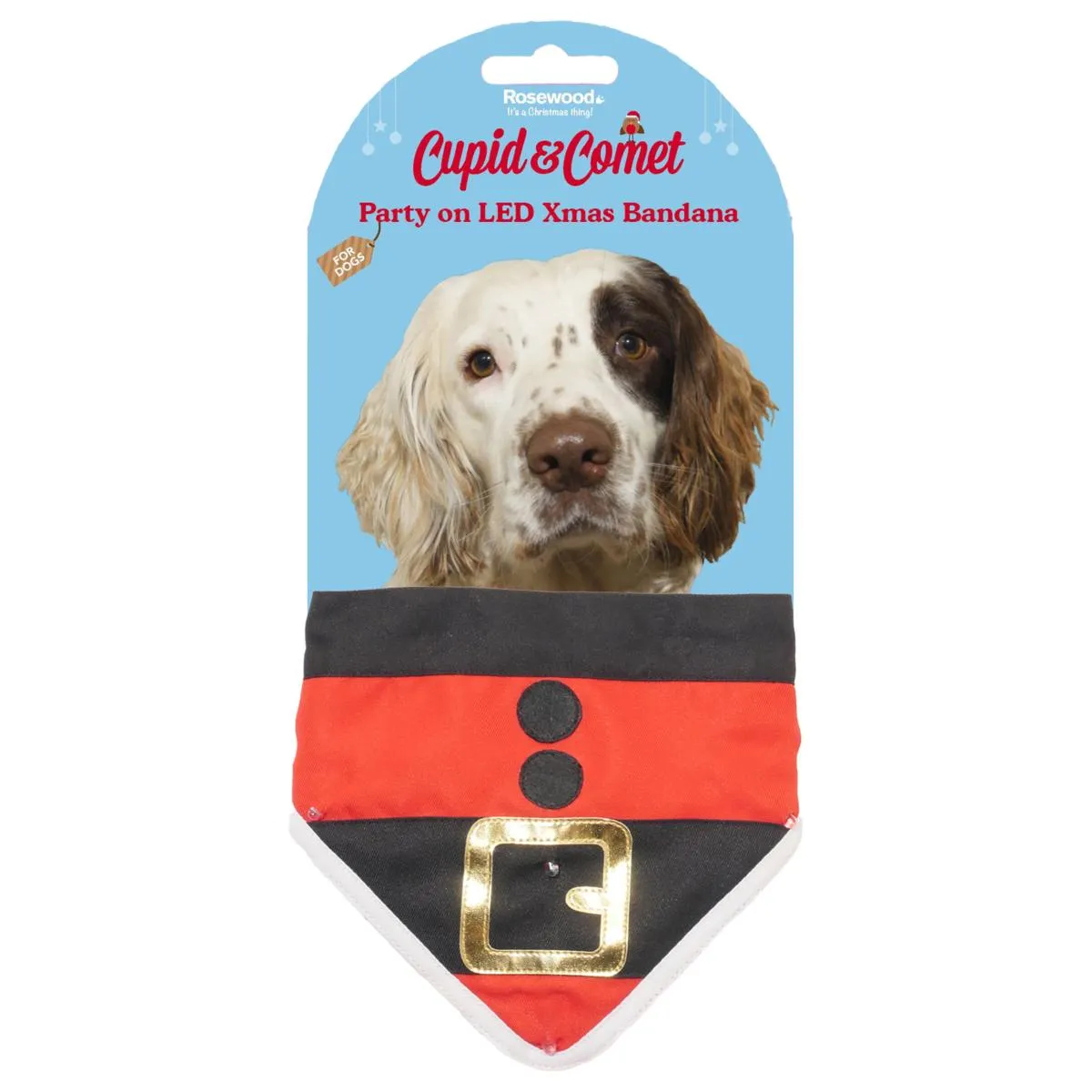 Cupid & Comet | Christmas Dog Bandana | Party On Light-Up