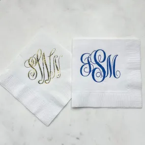 Custom Script Monogram 3Ply Party Napkins