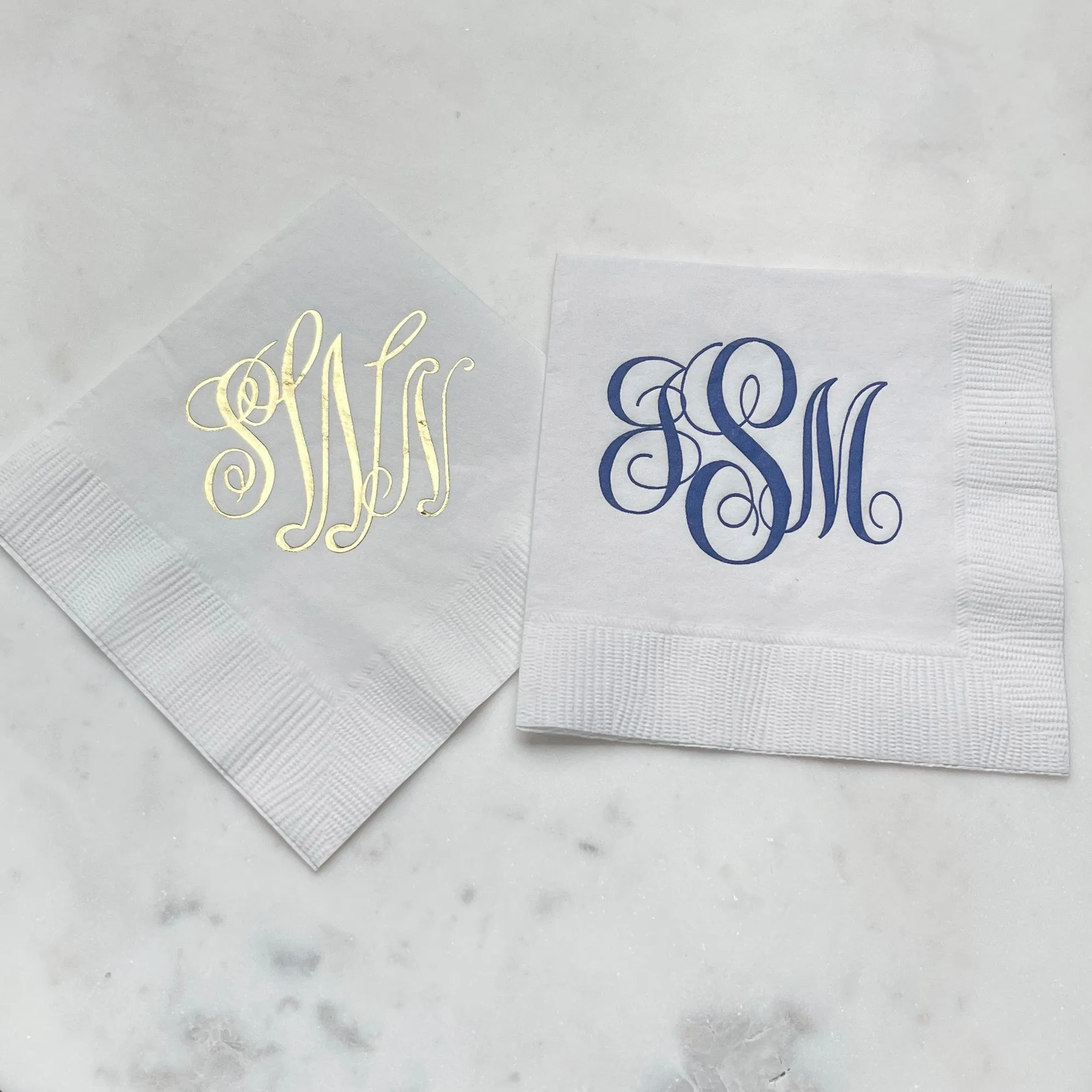 Custom Script Monogram 3Ply Party Napkins