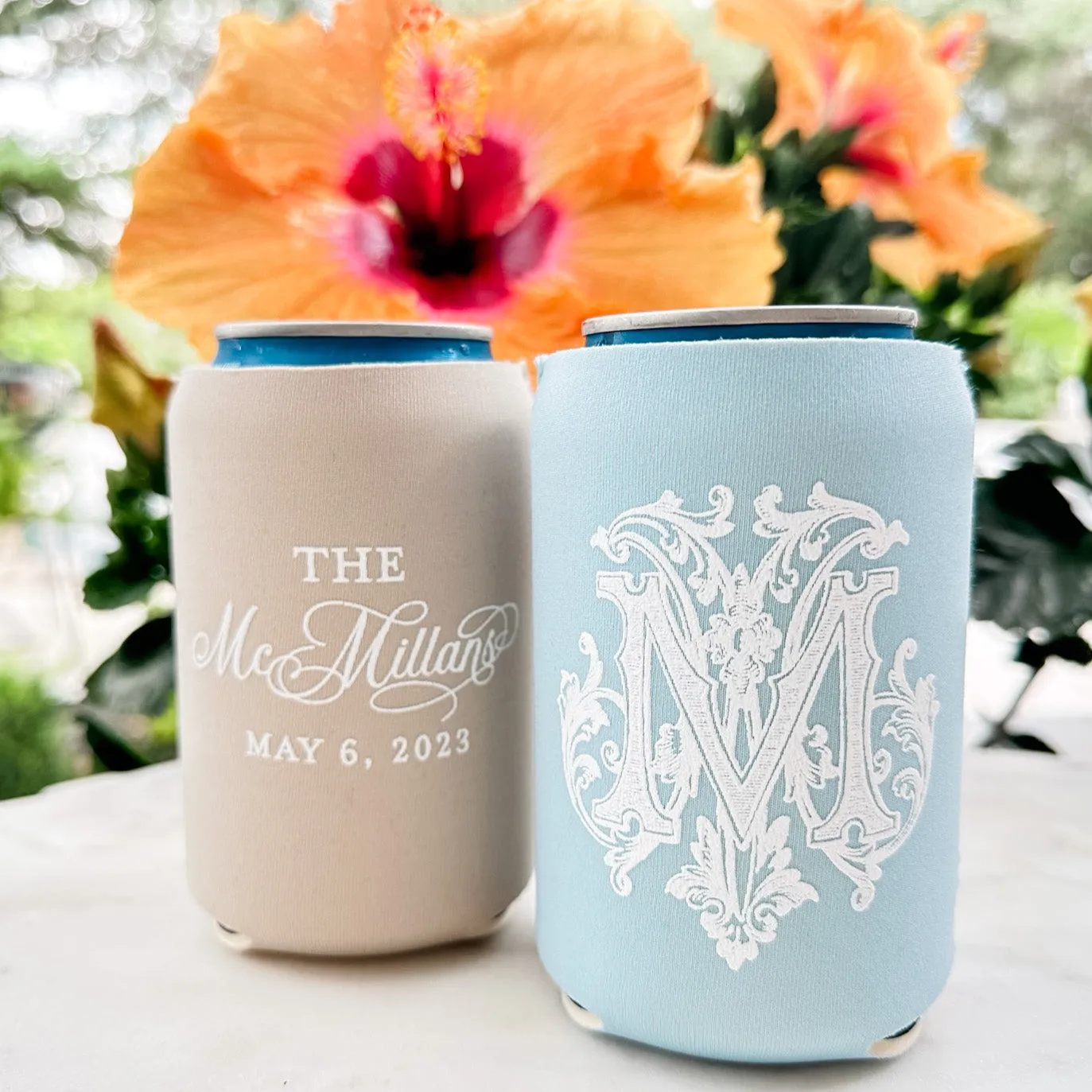 Custom Wedding Day Can Coolers