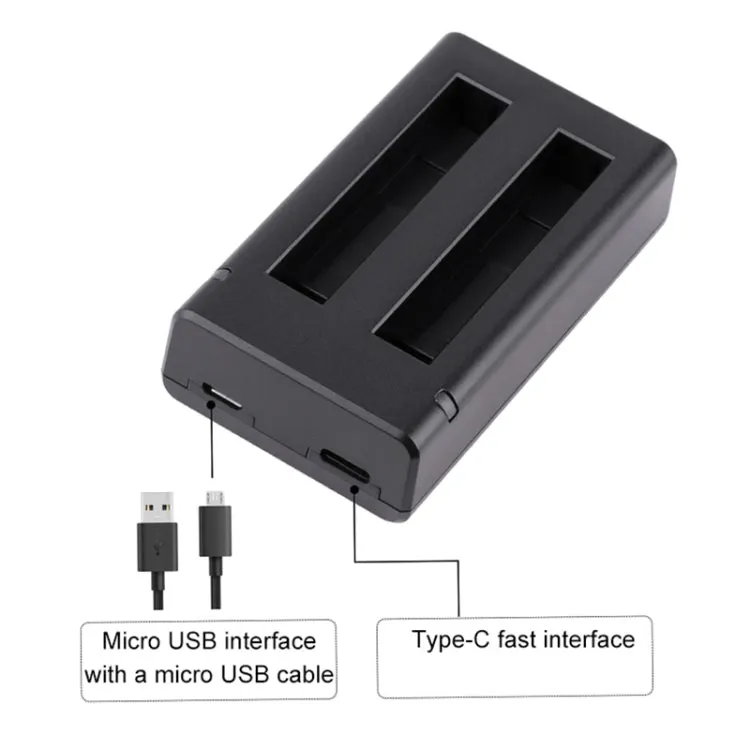 For Insta360 X3 USB Dual Batteries Charger with Cable & Indicator Light (Black)