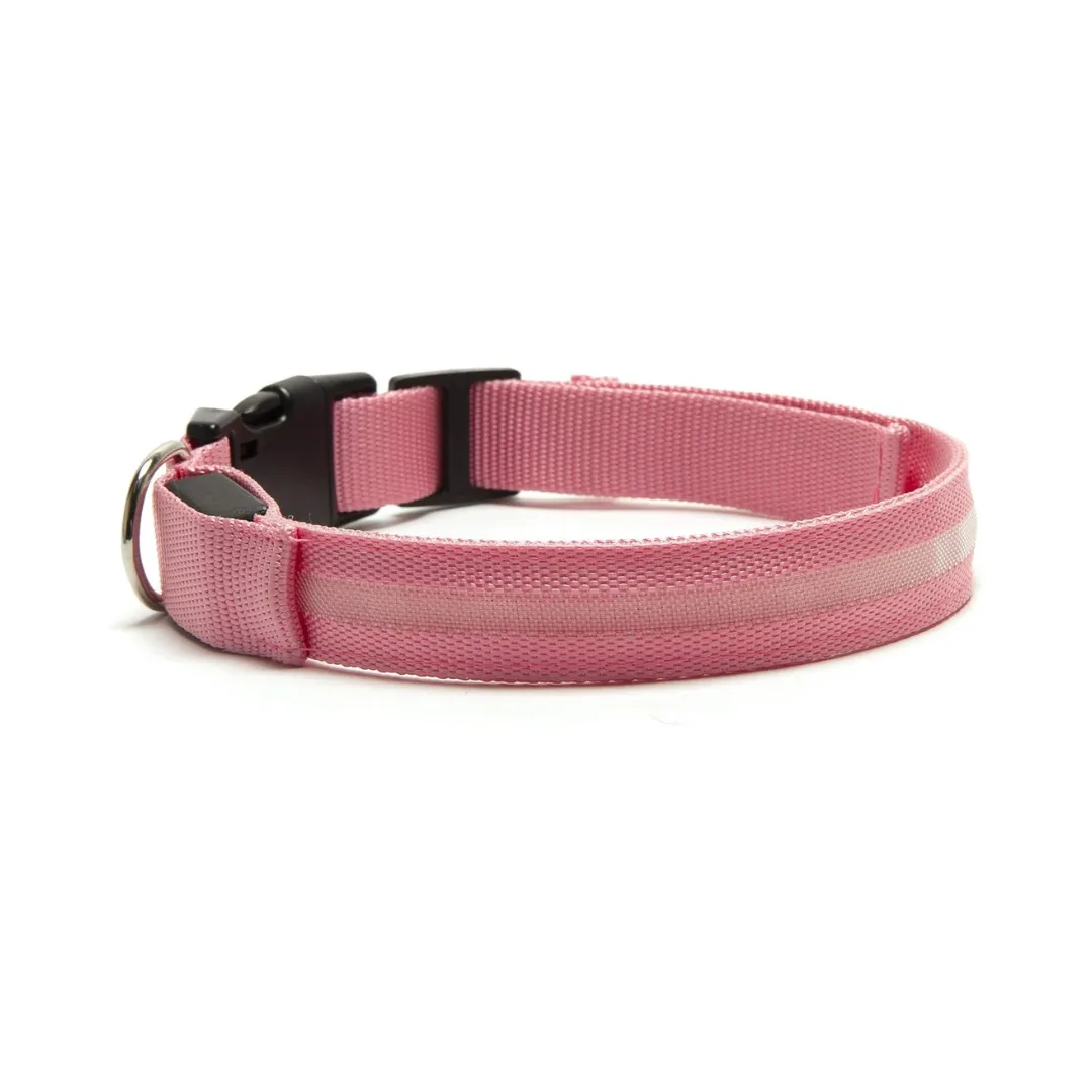 Furhaven LED Safety Light-Up Pink Dog Collar