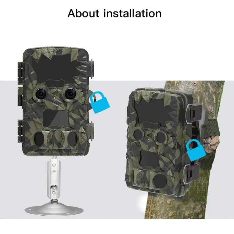 H8201 4K Dual Lens Infrared Camera 32MP HD Night Vision Monitoring Animal Field Outdoor Camera(Camouflage)