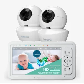 HD S2: Video Baby Monitor with 2 Cameras, Non Wifi, Split Screen & Night Light Machine