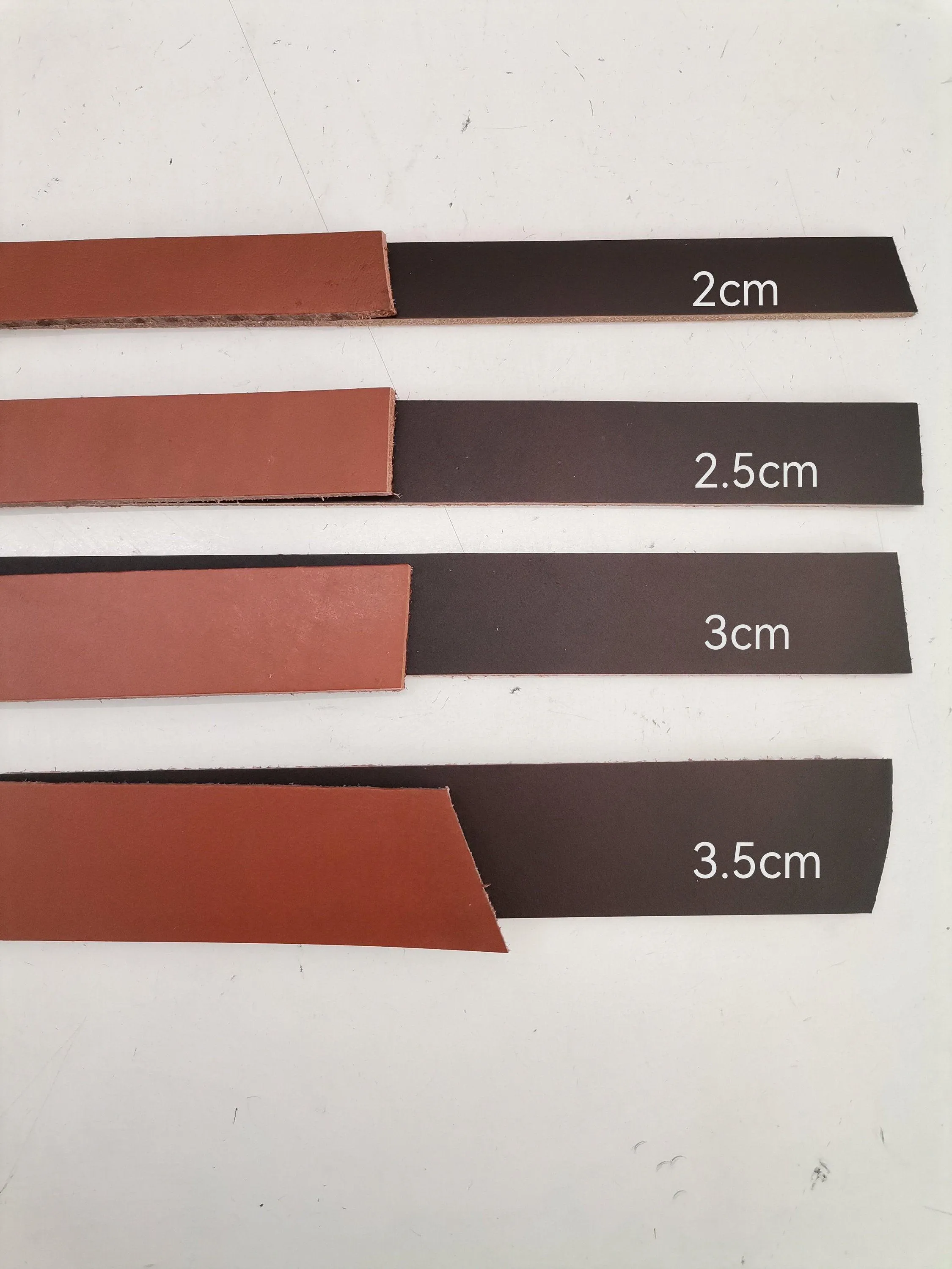 Leather straps for belts, Genuine leather straps for crafts, thickness 3,5cm(8 1/2 oz) length 130cm(51 inches)