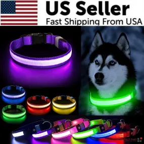 LED Adjustable Dog Collar Blinking Flashing Light