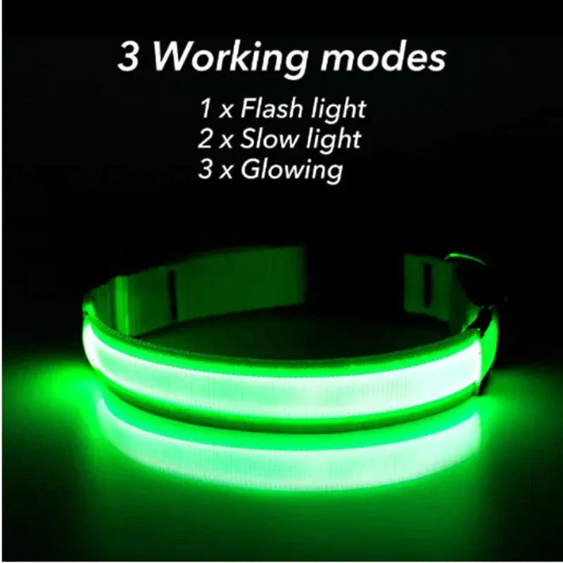 LED Adjustable Dog Collar Blinking Flashing Light