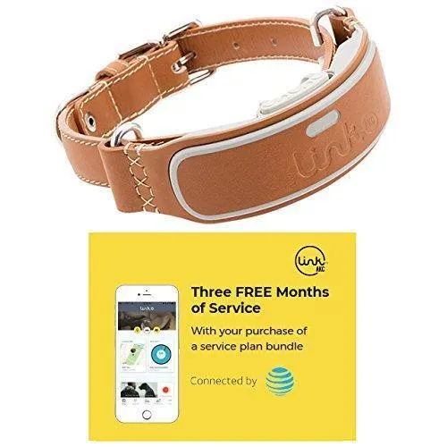 Link AKC Smart Dog Collar - GPS Location Tracker, Activity Monitor, and More, Leather Small   1 Year Service Plan (KITTN01)