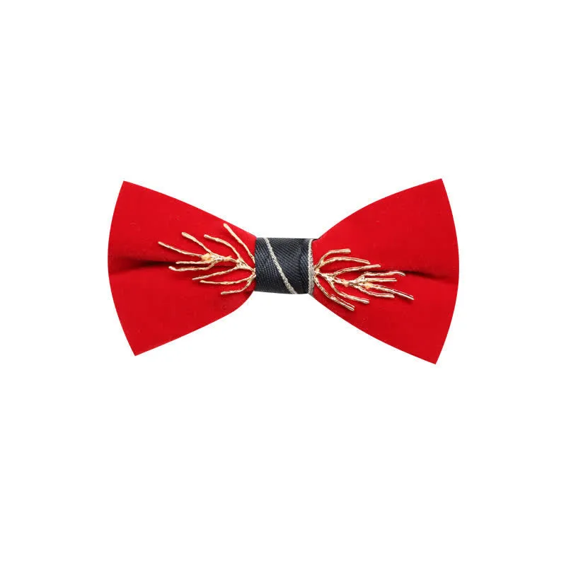 Men's Aristocratic Gold Branch Velvet Bow Tie