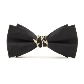 Men's Luxury Golden Vine Leaf Twill Bow Tie