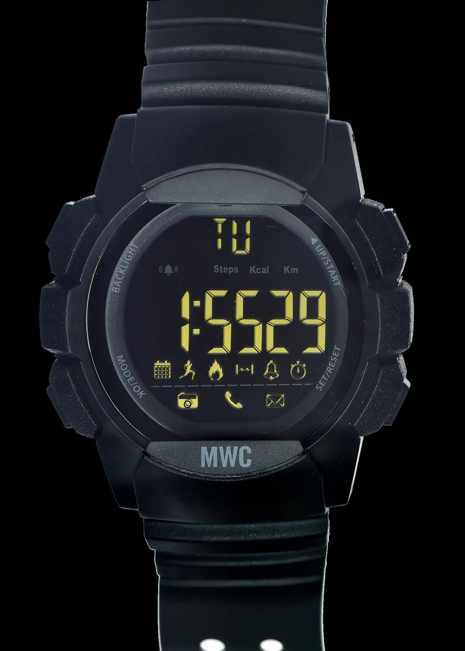 MWC Digital Multifunction Military Smart Watch with Bluetooth, Step Counter, 100m (330ft) Water Resistance, Remote Camera and Android / iOS Compatibility