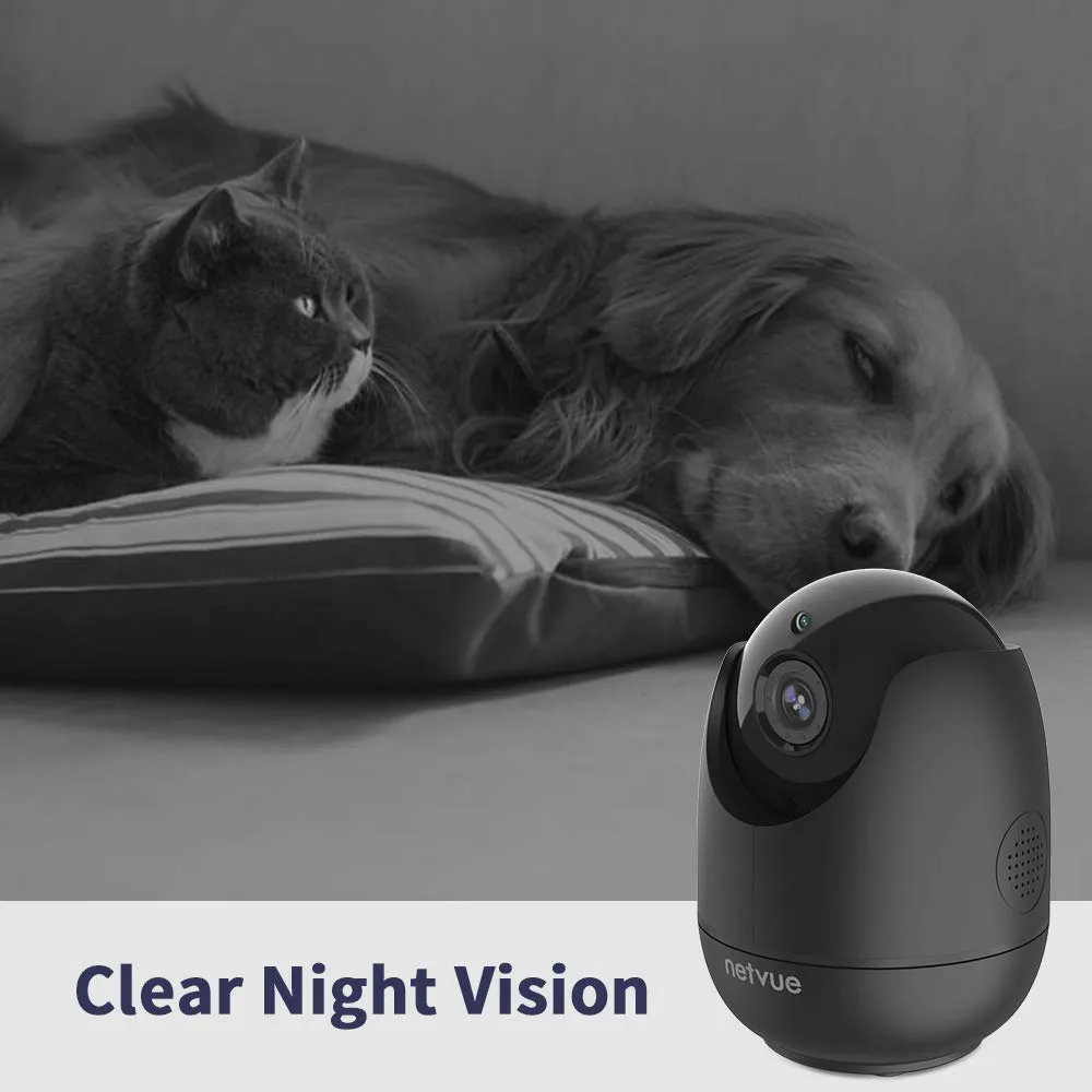 Netvue Home Security Camera, Work with Alexa Echo show 360 degree View, Wireless IP Camera with AI. Human Detection P/T/Z, TF Card Record, 2 Way Audio, Night Vision, Baby Monitor, Pet Camera