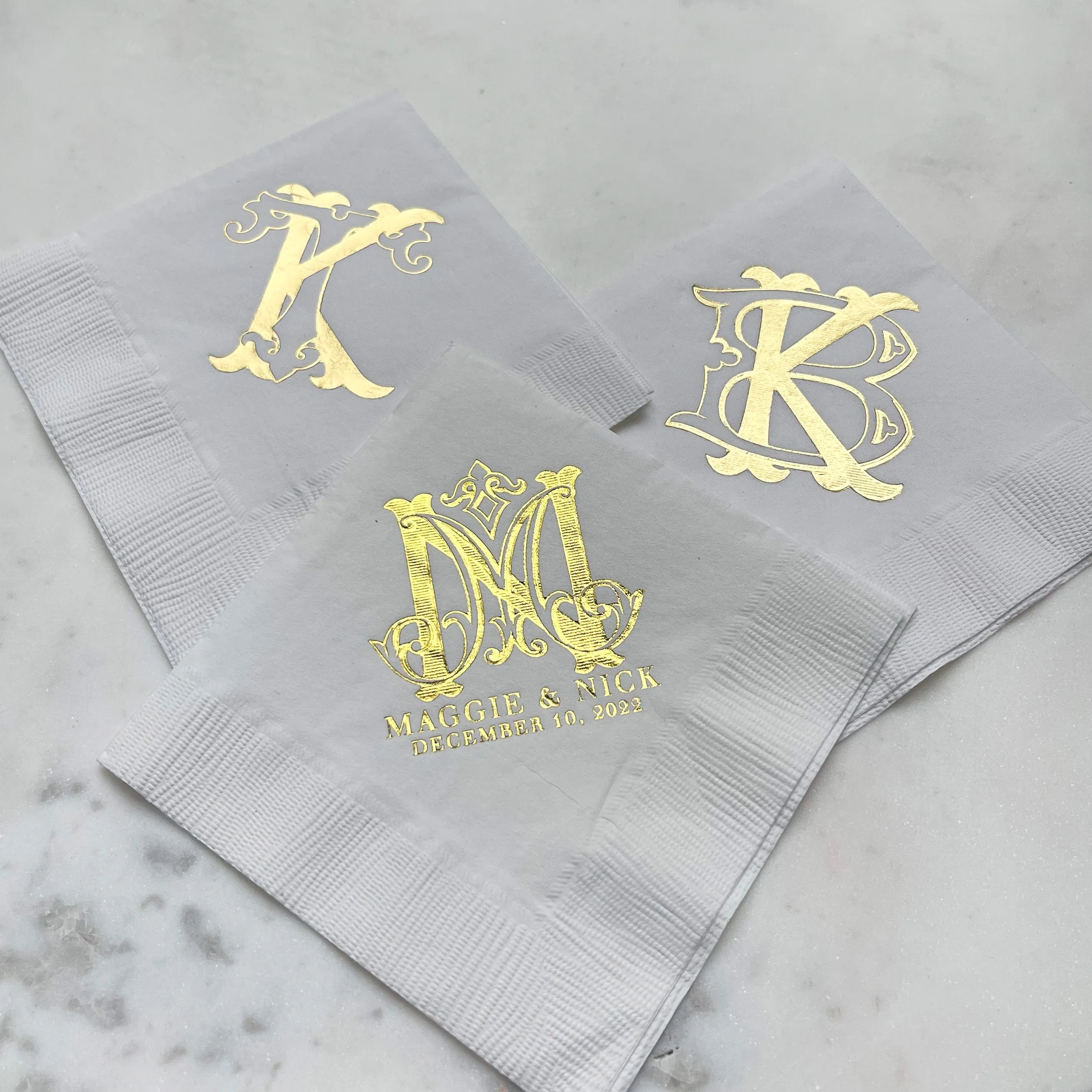 Personalized Foil Duogram 3Ply Party Napkins