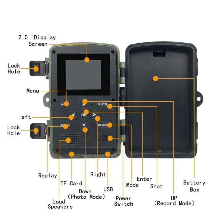 PR1000 2 Inch LCD Screen Infrared Night Vision Motion Wildlife Hunting Trail Camera