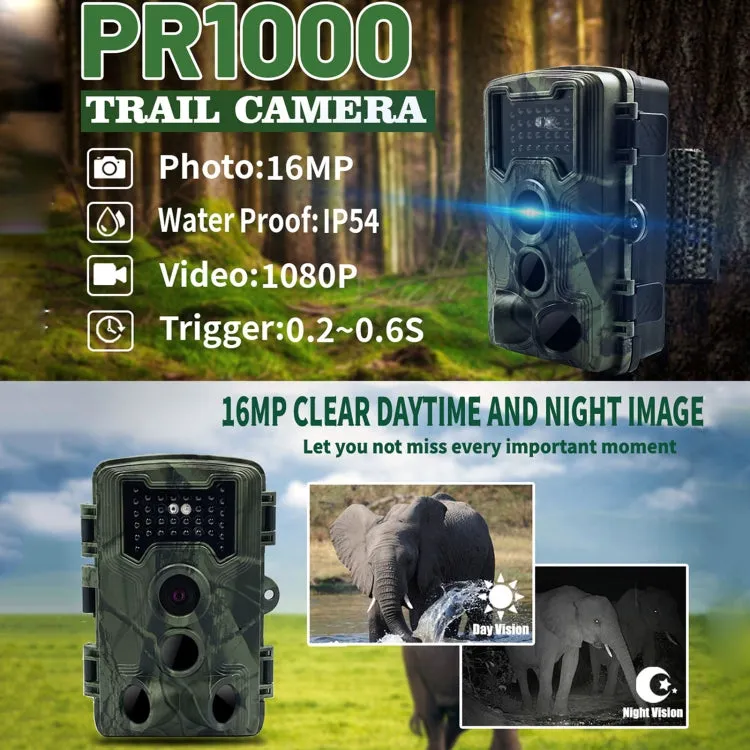 PR1000 2 Inch LCD Screen Infrared Night Vision Motion Wildlife Hunting Trail Camera