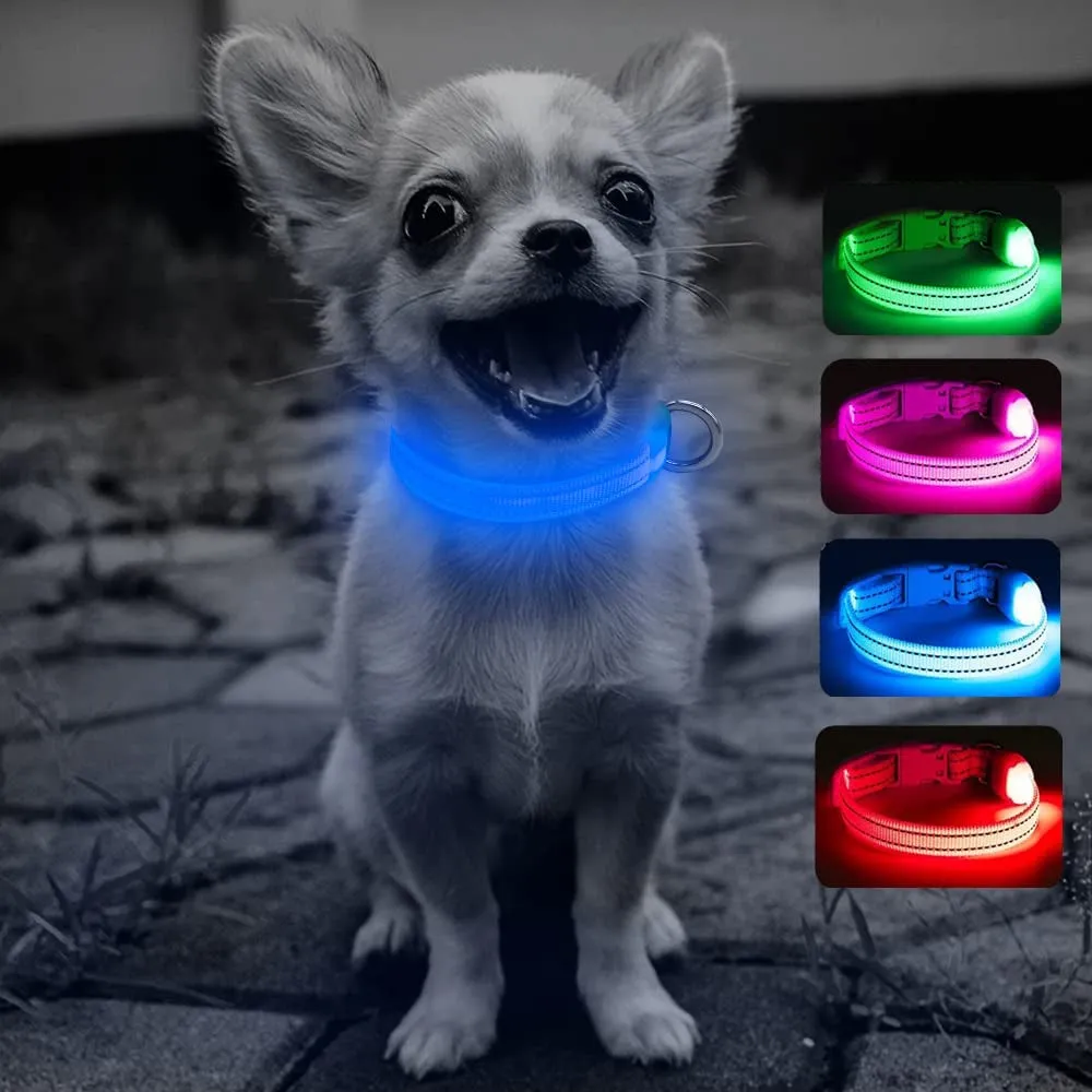 "GlowPup™: Illuminate & Protect - Rechargeable LED Light Collar for Small Pets (XS, Royal Blue)"