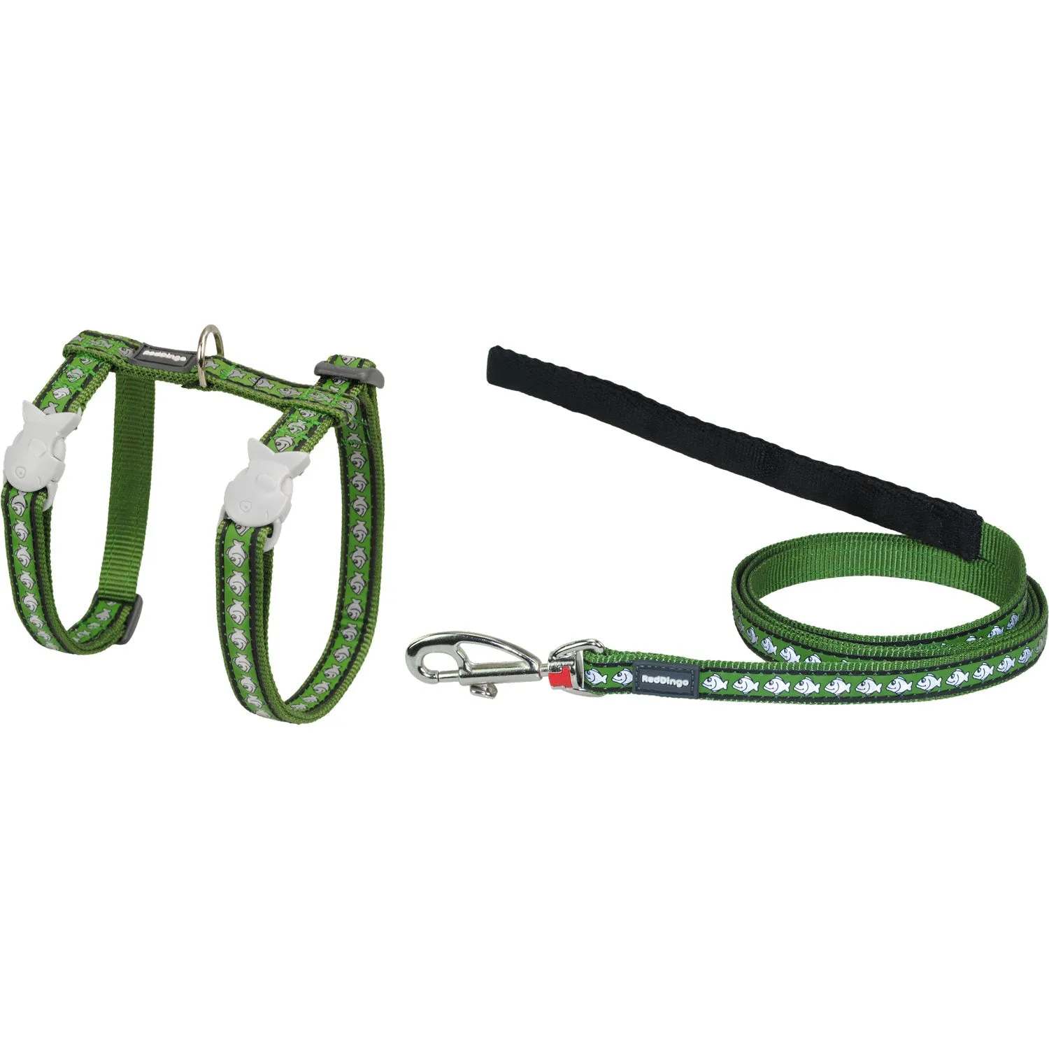 Reflective Fish Green Cat Harness & Lead Combo