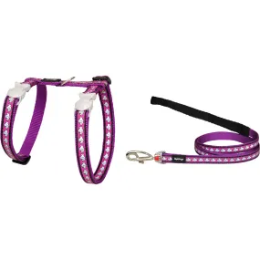 Reflective Fish Purple Cat Harness & Lead Combo