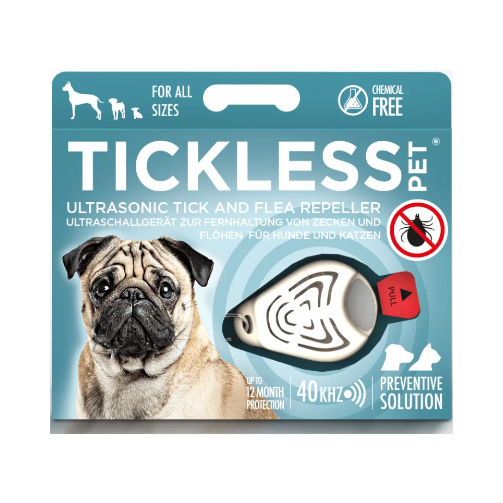 Tickless Ultrasonic Tick and Flea Repeller Pendant for Dogs and Cats (Cream)