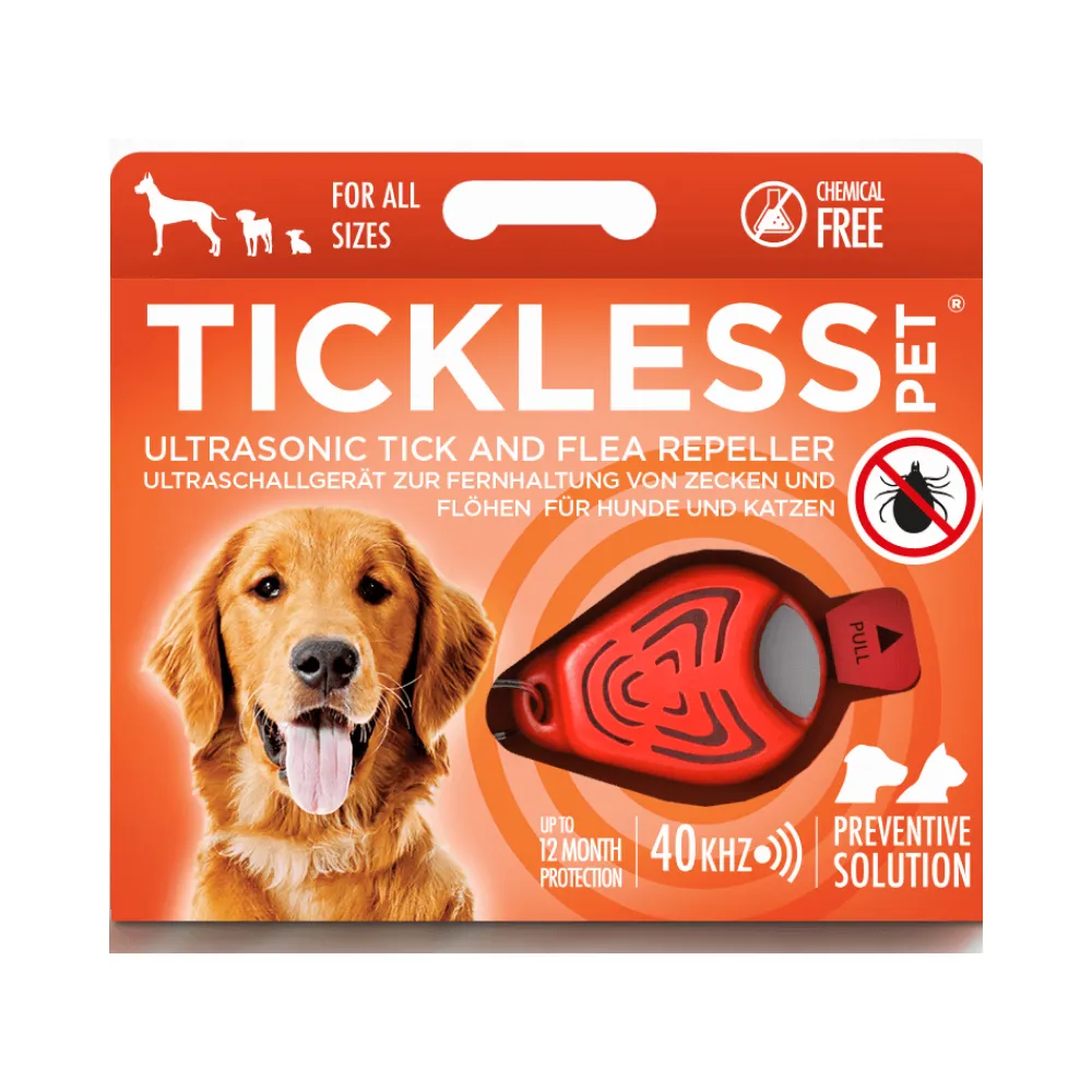 Tickless Ultrasonic Tick and Flea Repeller Pendant for Dogs and Cats (Orange)