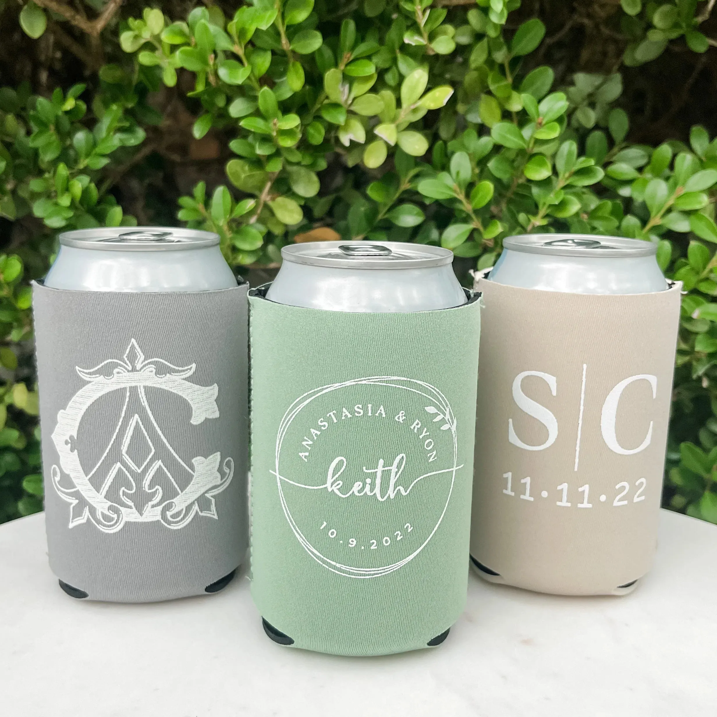 White Ink Interlocking Monogram Event Can Coolers