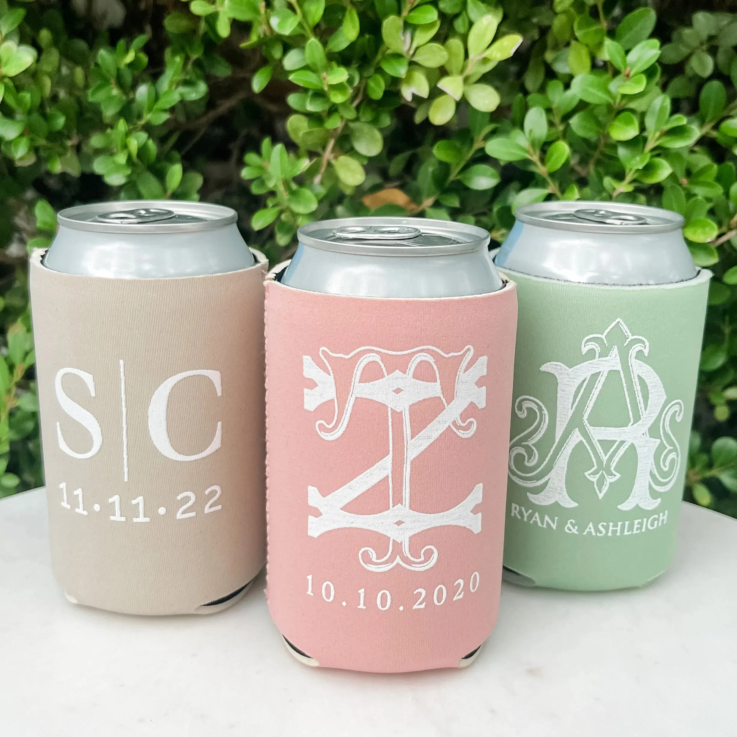 White Ink Interlocking Monogram Event Can Coolers