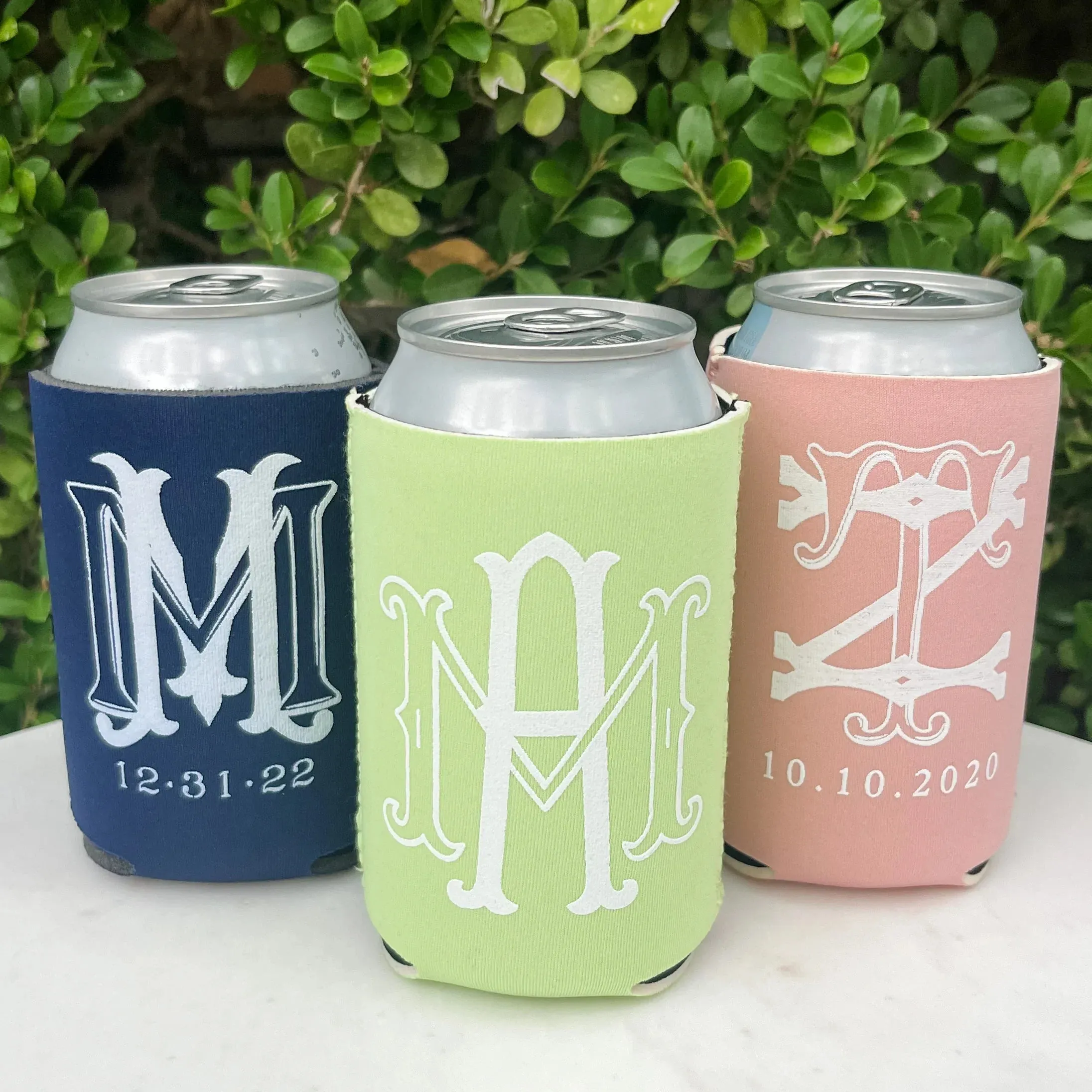 White Ink Interlocking Monogram Event Can Coolers