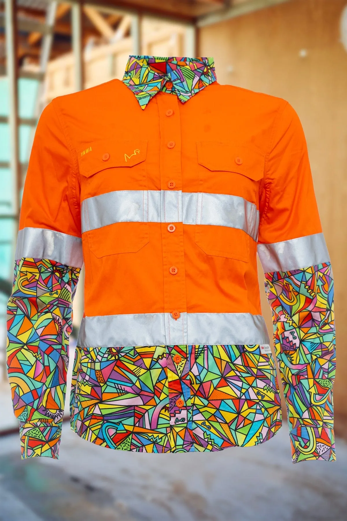 Women's Bonza Orange Day/Night Hi Vis 2.0 Full Button Work Shirt