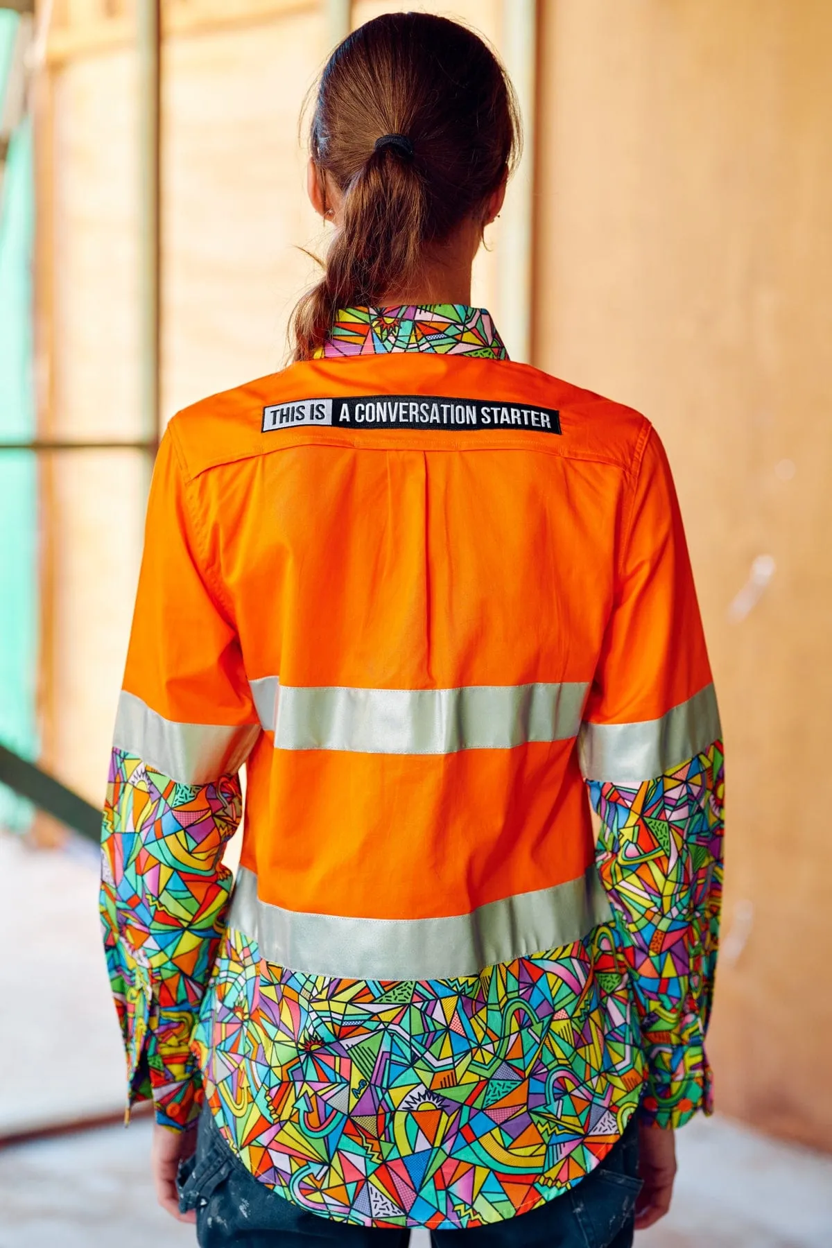 Women's Bonza Orange Day/Night Hi Vis 2.0 Full Button Work Shirt