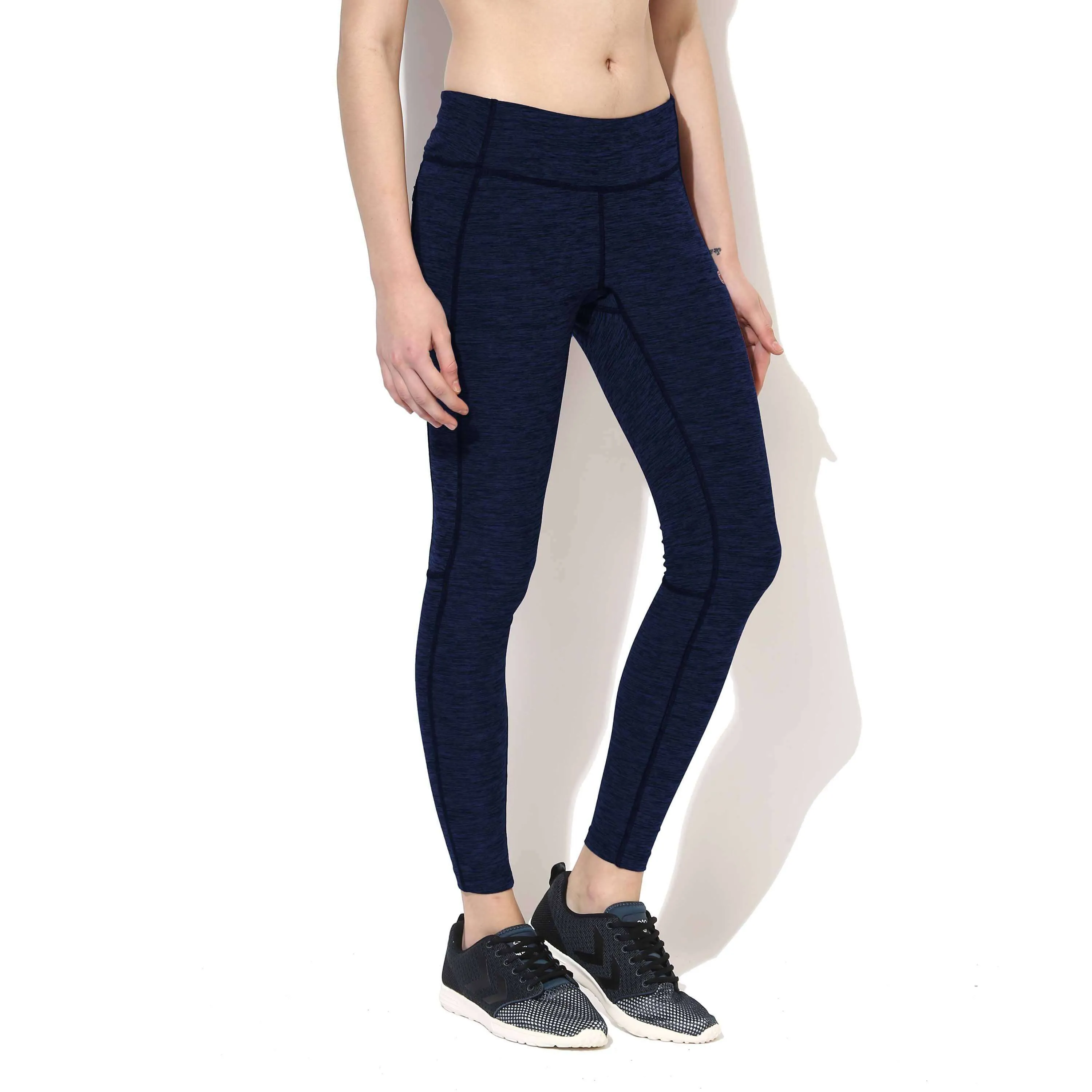 Women's Melange Track Leggings Grey-Black