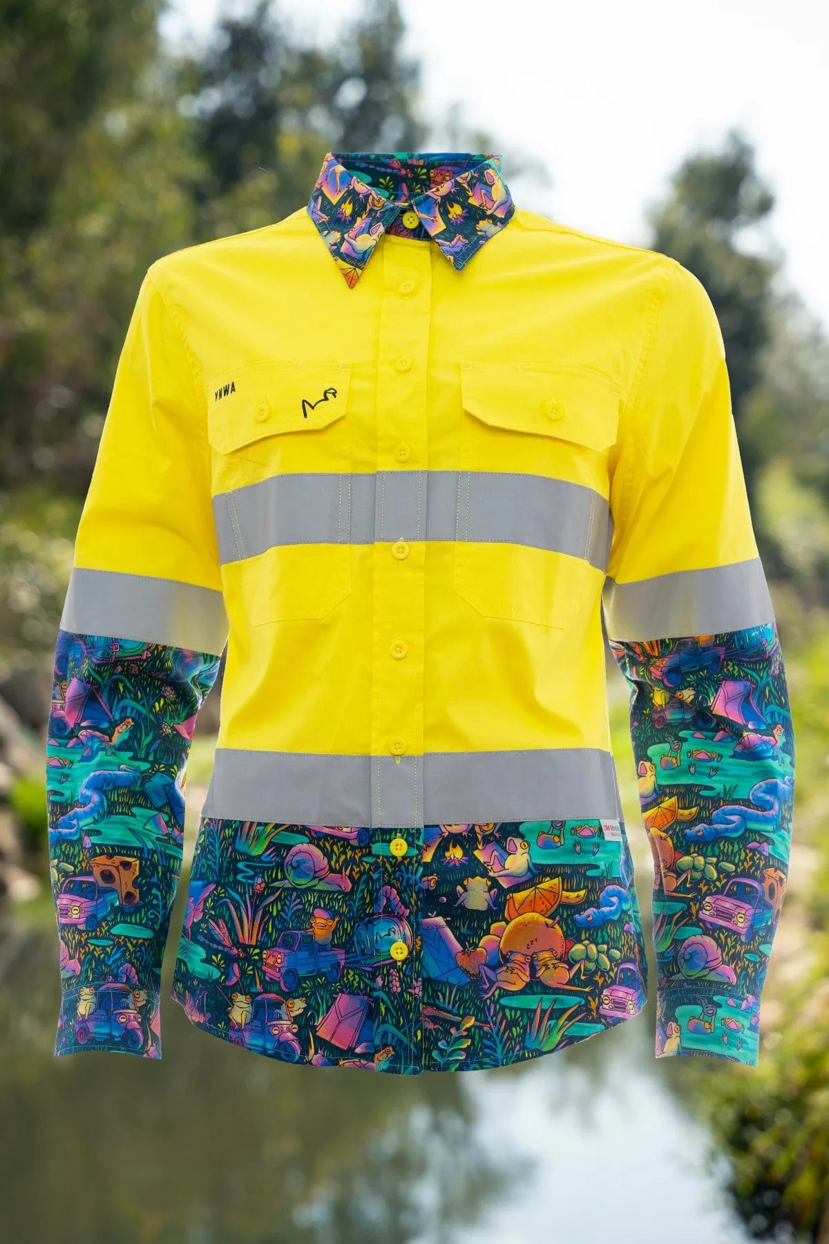 Women's Who Let The Frogs Out Yellow Day/Night Hi Vis Workshirt