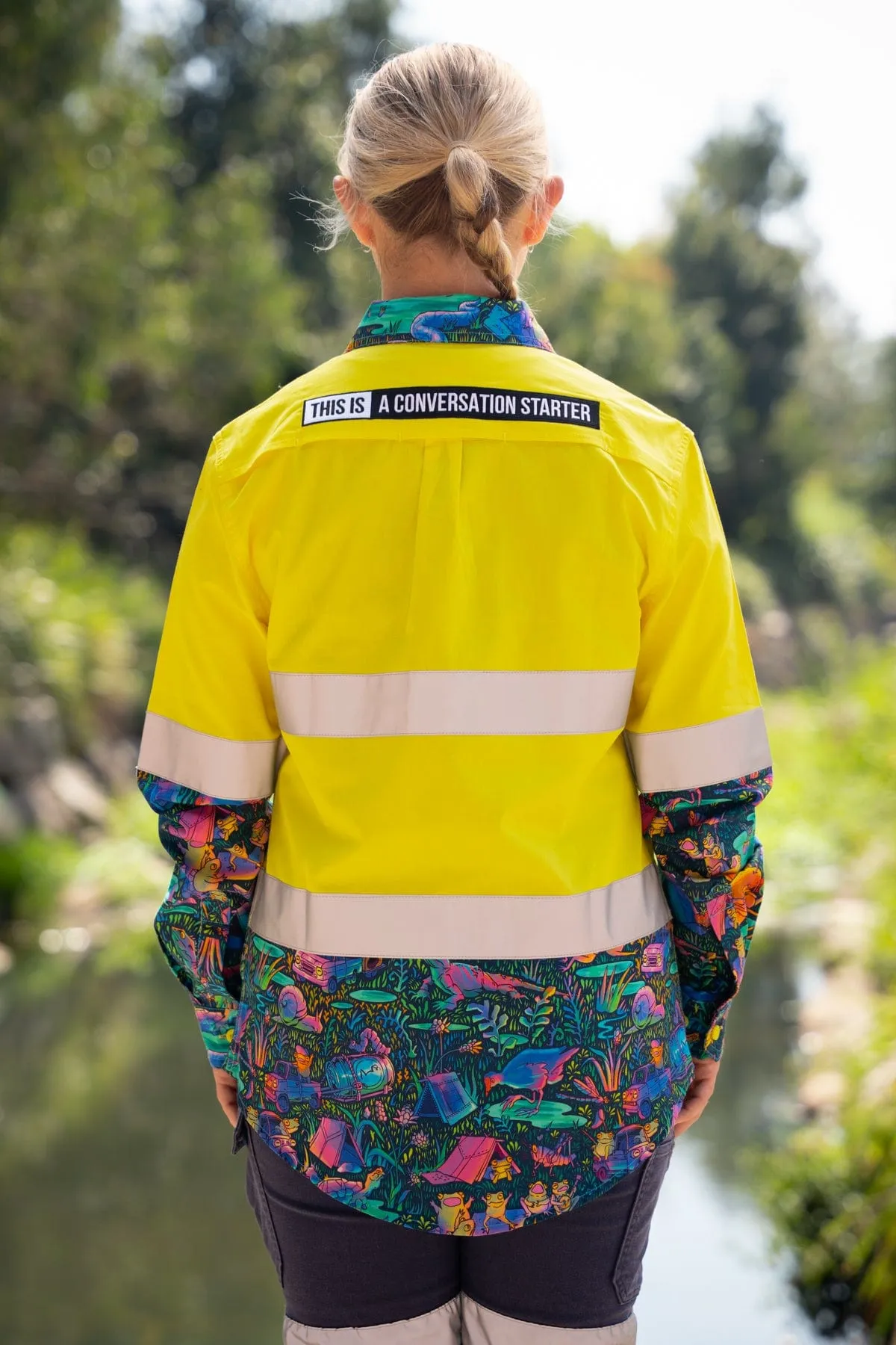 Women's Who Let The Frogs Out Yellow Day/Night Hi Vis Workshirt